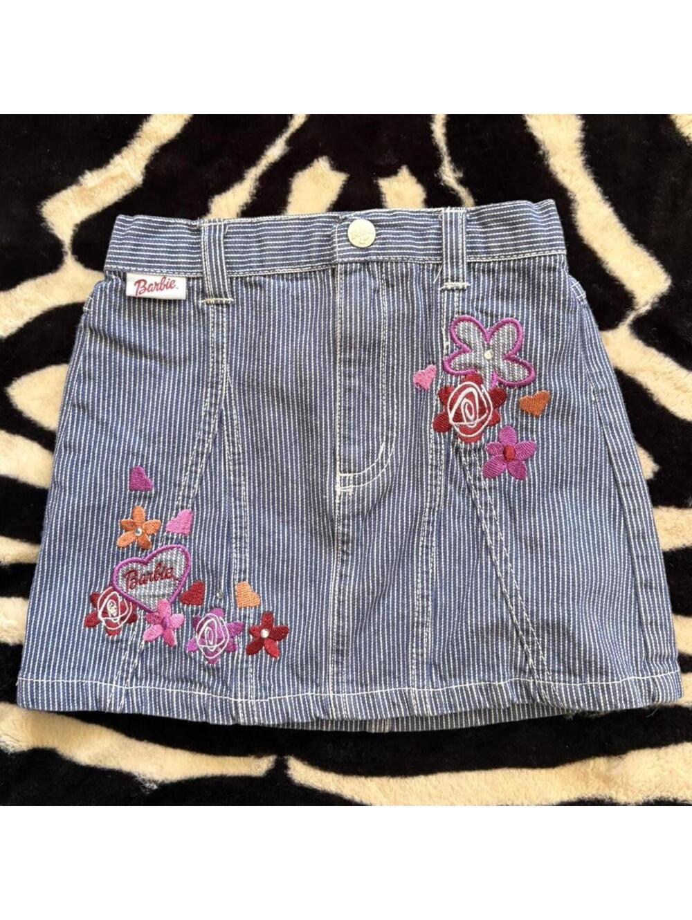VINTAGE DENIM STRIPES KIDS BARBIE SKIRT